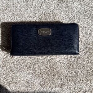 Michael Kors Black Pebbled Leather Zip Wallet